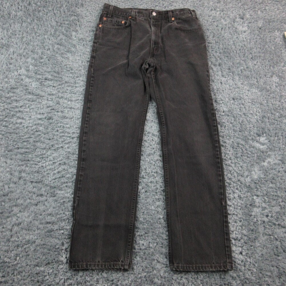 Levis 505 Jeans Mens 36x34 Black Straight Leg Red Tab Fit 34x32*